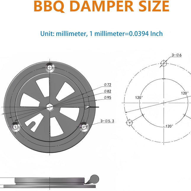 Stainless Steel BBQ Smoker Air Vent - Adjustable Grill Damper for Controlling Airflow - Replacement Parts for Grill and Smoker Vents - 8 Packs.