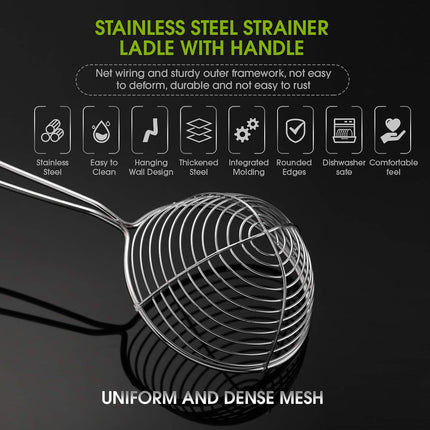 6 Pieces Hot Pot Kit Strainer Scoops Stainless Steel 2.5 Inch Mini Spider Strainer Skimmer Pasta Mesh Spoon Asian Skimmer Spoon Ladle with Handle for Home (Black).