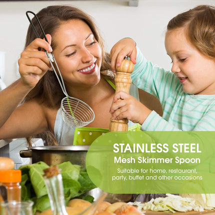 6 Pieces Hot Pot Kit Strainer Scoops Stainless Steel 2.5 Inch Mini Spider Strainer Skimmer Pasta Mesh Spoon Asian Skimmer Spoon Ladle with Handle for Home (Black).