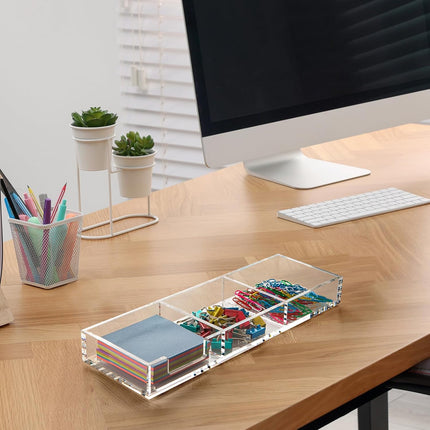 Sticky Note Holder 3 In 1 Clear Acrylic Self-Stick Memo Pads Holders Desk Organizer for School Office Home, Post Pop Notes Dispenser for 3"X3" Note Pads (BQ211).