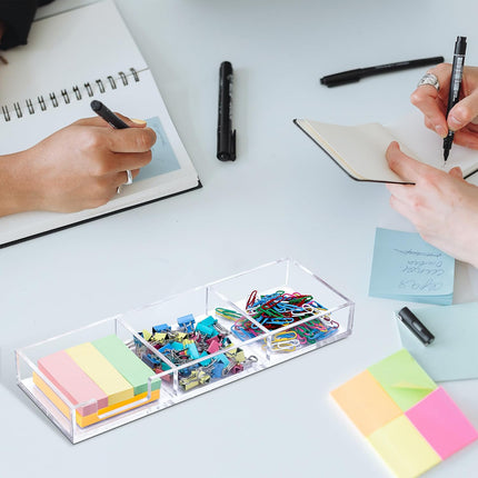Sticky Note Holder 3 In 1 Clear Acrylic Self-Stick Memo Pads Holders Desk Organizer for School Office Home, Post Pop Notes Dispenser for 3"X3" Note Pads (BQ211).