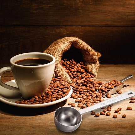4 Pieces 2 Tablespoon Scoops with Long Handle, 30 ml Stainless Steel Measuring Spoon for Coffee Milk Fruit Powder, Loose Tea Dry, Spice Jar, Cooking Baking, and Other Dry Goods.