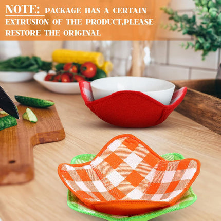 5 Pieces Hot Bowl Holder Microwave Safe Bowl Cozies Multipurpose Heat Proof Plate Holder to Prevent Hand from Heat and Maintain Food Warm (Red, Blue, Green, Yellow, Black).