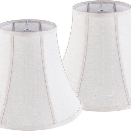 Creme White Bell Lamp Shades Set of 2 Medium Shade 6.7``Top x 13``Bottom x 10``High(Spider) Traditional Lampshade for Table & Bedside Lamp - Replacement Lampshades By.
