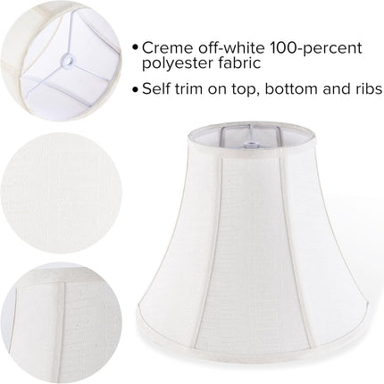 Creme White Bell Lamp Shades Set of 2 Medium Shade 6.7``Top x 13``Bottom x 10``High(Spider) Traditional Lampshade for Table & Bedside Lamp - Replacement Lampshades By.