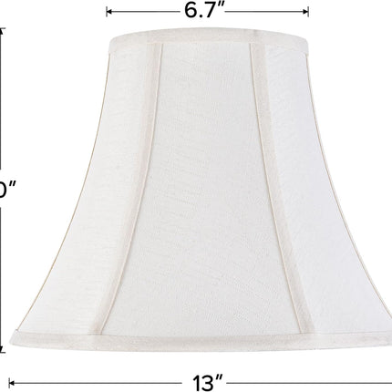 Creme White Bell Lamp Shades Set of 2 Medium Shade 6.7``Top x 13``Bottom x 10``High(Spider) Traditional Lampshade for Table & Bedside Lamp - Replacement Lampshades By.