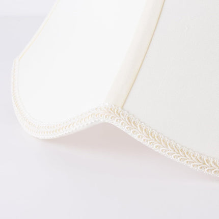 2 Pcs Scalloped Lamp Shades Cream Scallop Lamp Shade 6.7``Top x 13``Bottom x 10``High(Spider) Morden Bell Lampshade for Table & Bedside Lamp - Faux Silk Fabric.
