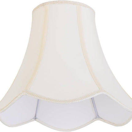 2 Pcs Scalloped Lamp Shades Cream Scallop Lamp Shade 6.7``Top x 13``Bottom x 10``High(Spider) Morden Bell Lampshade for Table & Bedside Lamp - Faux Silk Fabric.