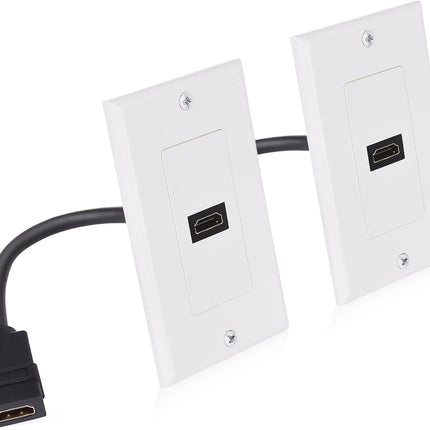 2-Pack 1-Port HDMI Wall Plate in White (4K UHD, ARC, and Ethernet Pass-Thru Support).