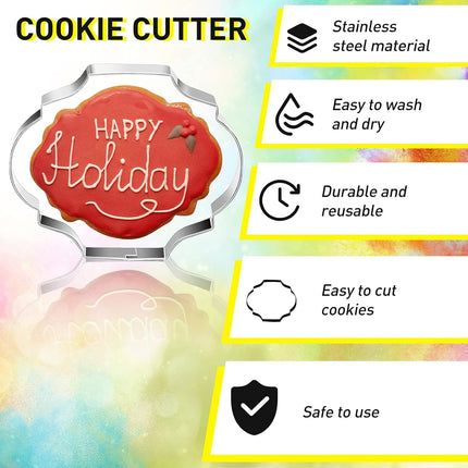 10 Pieces Plaque Frame Cookie Cutter Stainless Steel Biscuit Cutter Fondant Cake Decorating Tools and 6 Pieces Sugar Stirring Pins for Kitchen Baking.