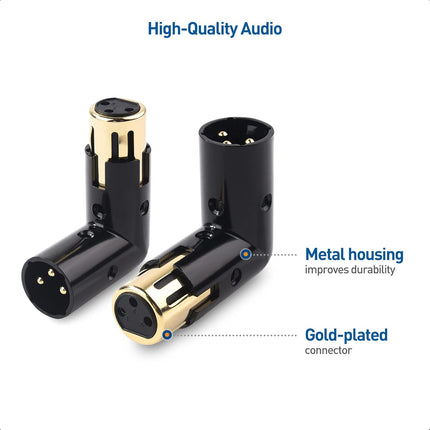 2-Pack Adjustable Male to Female Right Angle XLR Adapter in Black (XLR 90 Degree) & 120 Ohm 3-PinXLR Terminator/DMX Terminator - Optimal Signal Integrity for Lighting and Audio System.