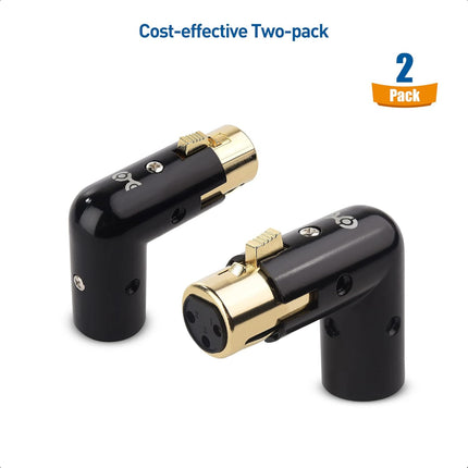 2-Pack Adjustable Male to Female Right Angle XLR Adapter in Black (XLR 90 Degree) & 120 Ohm 3-PinXLR Terminator/DMX Terminator - Optimal Signal Integrity for Lighting and Audio System.