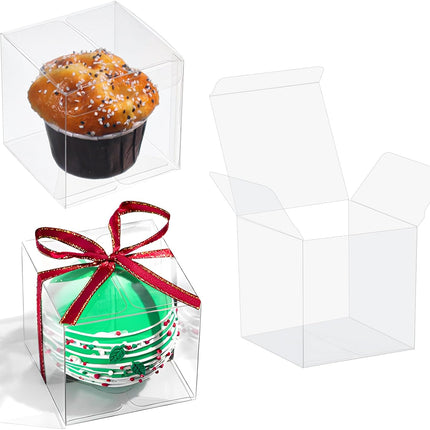 100Pack 3x3x3 Inch Clear Boxes for Hot Chocolate Bomb, Small Gifts, Bakery, Strawberries, Cupcake, Charcuterie, Christmas Party Favors.