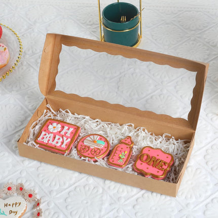 50pcs 12x5x1.5Inches Brown Cookies Boxes. with Window Bakery Boxes Chocolate Truffle Boxes Macaron Boxes Cakesickle Boxes Browines Treat Boxes for Christmas Valentine's Father's Mother's Day.