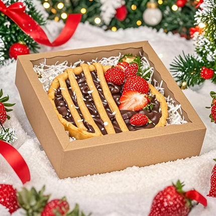 25 Pack 10x10x2.5 Inches Brown Window Bakery Boxes Pie Boxes - Pie, Cookies & Christmas Treats chocolate covered strawberries Heart hot chocolate bomb.