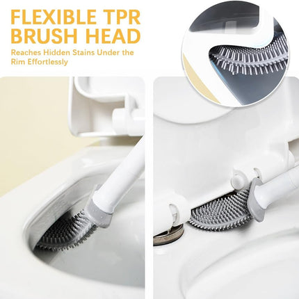 Mini RV Silicone Toilet Brush with TPR Bristles & ABS Detachable Handle Set, Flexible 360°Deep Cleaners Brushes, Wall-Mounted Design for Space-Saving RV Bathrooms Toilet Bowl Brush (Black).