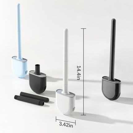 Mini RV Silicone Toilet Brush with TPR Bristles & ABS Detachable Handle Set, Flexible 360°Deep Cleaners Brushes, Wall-Mounted Design for Space-Saving RV Bathrooms Toilet Bowl Brush (Black).