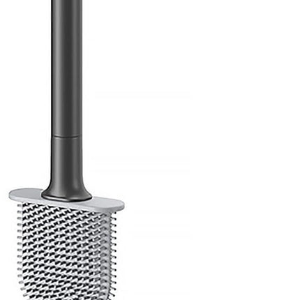 Mini RV Silicone Toilet Brush with TPR Bristles & ABS Detachable Handle Set, Flexible 360°Deep Cleaners Brushes, Wall-Mounted Design for Space-Saving RV Bathrooms Toilet Bowl Brush (Black).