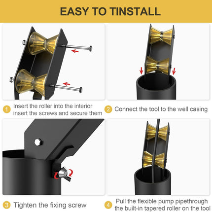 Well Pump Pulling & Installing Assist Tool, Rollers for Wire, Cable, Poly Pipe, Flexible Pipe, Pulling Well Pump the Easy Way, Sits on Top of the Well Casing to Assist Pulling.