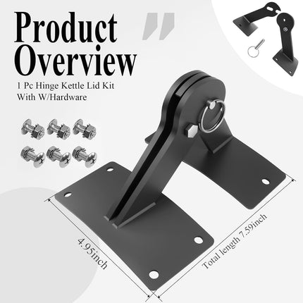 Stainless Lid Hinge Kit Compatible with Weber Smokey Mountain Grill 18.5" & 22.5" Model, One Touch BBQ Quick Release - Let The Lid Connect to The Grill, Black.