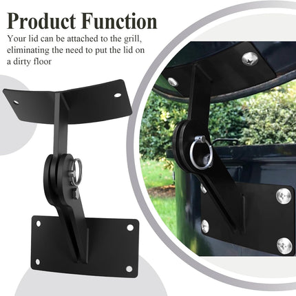 Stainless Lid Hinge Kit Compatible with Weber Smokey Mountain Grill 18.5" & 22.5" Model, One Touch BBQ Quick Release - Let The Lid Connect to The Grill, Black.