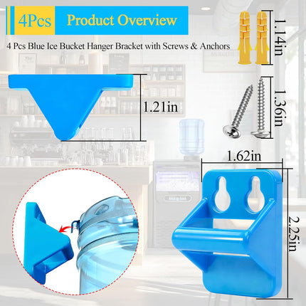 4 pcs Multifunctional Ice Bucket Hanger Bracket, Ice Bucket Hook Holder, Fit for Saf-T-Ice Tote Drying Rack, W/Screws & Anchors, for Sanitary Drying, Cleaning, Convenient Storage.
