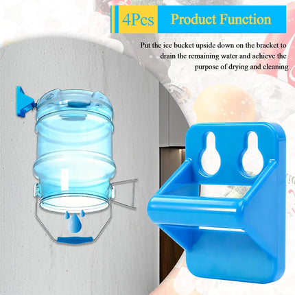 4 pcs Multifunctional Ice Bucket Hanger Bracket, Ice Bucket Hook Holder, Fit for Saf-T-Ice Tote Drying Rack, W/Screws & Anchors, for Sanitary Drying, Cleaning, Convenient Storage.