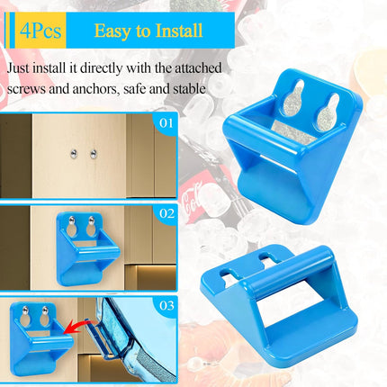 4 pcs Multifunctional Ice Bucket Hanger Bracket, Ice Bucket Hook Holder, Fit for Saf-T-Ice Tote Drying Rack, W/Screws & Anchors, for Sanitary Drying, Cleaning, Convenient Storage.