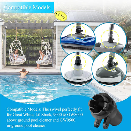 1 Pc GW9012 Pool Cleaner Swivel Kit Assembly Compatible with Great White, Lil Shark, 9000 & GW8000 Above Ground Pool Cleaner and GW9500 In-Ground Pool Cleaner, Automatic Pool Cleaner Replacement Part.
