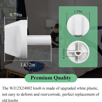 2 Pcs WJ12X24802 Air Conditioner Knob Replacement Part, White Knobs Fits GE Appliance Window Air Conditioner, Compatible with Hotpoint, RCA & Kenmore Conditioner Model AHV05LYQ1/AHV05LYW1/AHEC05ACW1.