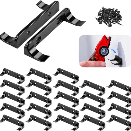25 Pcs Sturdy Wall Bracket, Vertical Car Display Wall Mount, with 50 Pcs Screws, Compatible with Speed Champion Series Brick Car Models, Display Collectible Cars Vertical by Wheels on Wall, Black.