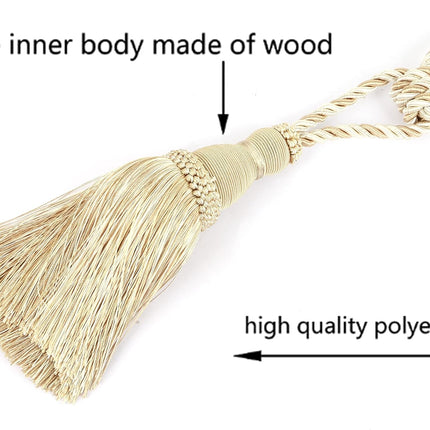 2 Pack Curtain Tiebacks Tassel Drapery Tie-Backs Rope Handmade Holdbacks Home Office Hotel Decorative (Mix Beige, 2 Pack).