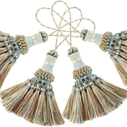 Elegant Polyester Tassel Handmade Colorful Craft Tassels Charms for Key Chain Straps DIY Accessories (Blue, 4 Pack).
