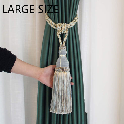 2 Pack Tassel Curtain Tiebacks Holdback Large Handmade Drapery Tie-Backs Rope Home Office Hotel Elegant Decorative (Gold).