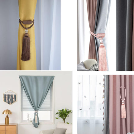 Magnetic Curtain Tiebacks Tassel Ties Backs Holdbacks Rope Convenient Drapes Handmade Home Office Decorative (Gold).