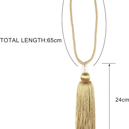 Magnetic Curtain Tiebacks Tassel Ties Backs Holdbacks Rope Convenient Drapes Handmade Home Office Decorative (Gold).