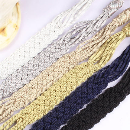 Curtain Tiebacks Ropes Hand-Woven Weave Braid Ties Handmade Home Office Decorative Holdbacks with 2 Metal Screw Hooks (Gold).