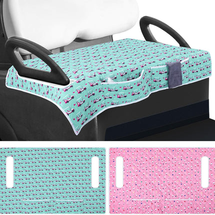 2 Pack Golf Cart Seat Covers Funny Seat Towel Blanket with 2 Large Front Pockets & Non Slip Backing Universal Fit for 2 Person Golf Cart 52" x 30".