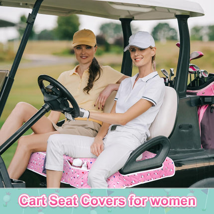 2 Pack Golf Cart Seat Covers Funny Seat Towel Blanket with 2 Large Front Pockets & Non Slip Backing Universal Fit for 2 Person Golf Cart 52" x 30".