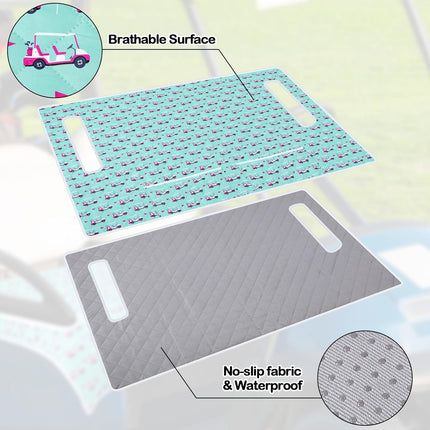 2 Pack Golf Cart Seat Covers Funny Seat Towel Blanket with 2 Large Front Pockets & Non Slip Backing Universal Fit for 2 Person Golf Cart 52" x 30".