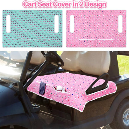 2 Pack Golf Cart Seat Covers Funny Seat Towel Blanket with 2 Large Front Pockets & Non Slip Backing Universal Fit for 2 Person Golf Cart 52" x 30".