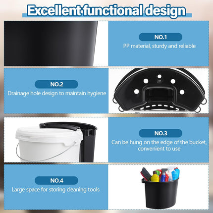 2 Pcs Car Detailing Bucket Organizer 10.2 x 7.8 x 5.5 Inch Car Washing Bucket Caddy Portable Multipurpose Hanging Organizer for Accessories Tool Home Garden Camping (Black).