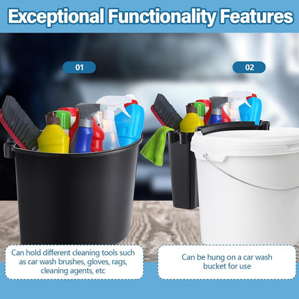 2 Pcs Car Detailing Bucket Organizer 10.2 x 7.8 x 5.5 Inch Car Washing Bucket Caddy Portable Multipurpose Hanging Organizer for Accessories Tool Home Garden Camping (Black).