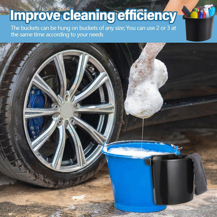 2 Pcs Car Detailing Bucket Organizer 10.2 x 7.8 x 5.5 Inch Car Washing Bucket Caddy Portable Multipurpose Hanging Organizer for Accessories Tool Home Garden Camping (Black).