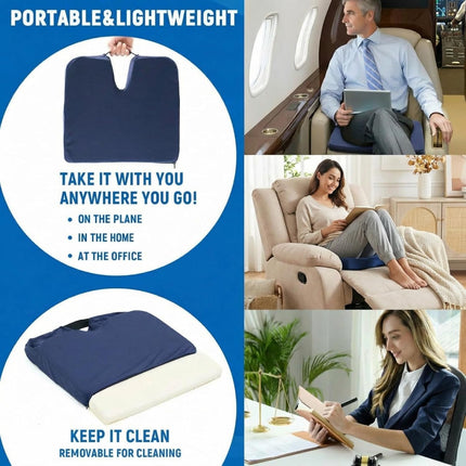 2 Pcs Wedge Seat Cushion for Coccyx 15" Gradual Slope Sciatica Tailbone Cushion with Washable Cover Soft Foam Pad for Pain Relief Driving Office Chairs Recliner Wheelchair, Blue.
