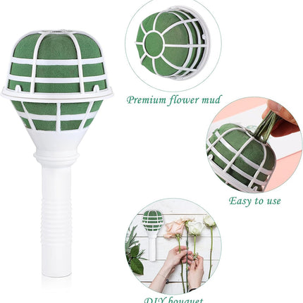 Wedding Bouquet Holder Bridal Bouquet Holders for Artificial Flowers Foam Bouquet Holder Handle for Weddings Flower Arrangement Gardening Supplies (10 Pieces).