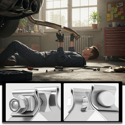 4 Pcs 3 Inch Muffler Clamp, Narrow Band Muffler Clamp Stainless Steel for Pipes and System Repair.