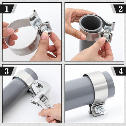 4 Pcs 3 Inch Muffler Clamp, Narrow Band Muffler Clamp Stainless Steel for Pipes and System Repair.
