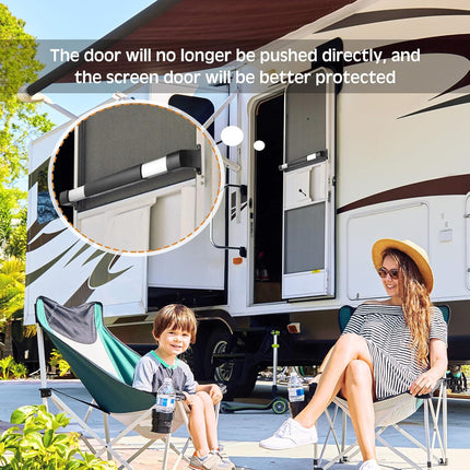 2 Pcs RV Screen Door Handle Cross Bar, Adjustable Camper Door Grab Bar 21-5/8 to 28-5/8 with Non Slip Grip Aluminum Support Handle for Trailer, Motorhome, Truck, Camping, Travel RV Accessories.