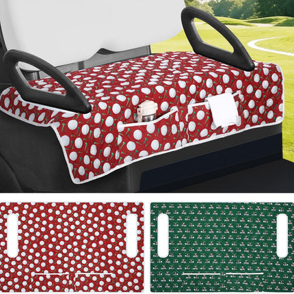 2 Pack Golf Cart Seat Covers Funny Seat Towel Blanket with 2 Large Front Pockets & Non Slip Backing Universal Fit for 2 Person Golf Cart 52" x 30" (Christmas).